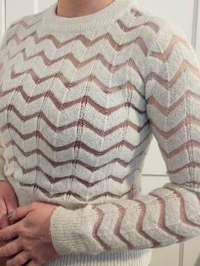 Hinge - Sheer Chevron Sweater XXS